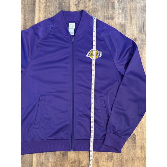 NBA Lakers LA Los Angeles Bomber Jacket Retro Zip Basketball Purple Unisex Large - Picture 7 of 10